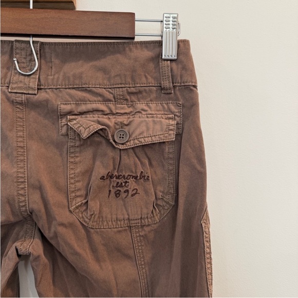 VTG Y2K Abercrombie Fitch Pants Brown Cargo Baggy Low Rise Kids L Womens XS - Picture 4 of 13